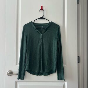 GAP Green Long Sleeve Henley Top